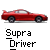 Red pixelated car icon with white text 'Supra Driver' below, set against a gray background.