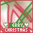 pixelated holiday-themed icons with red and green diagonal stripes, displaying variations of 'MERRY CHRISTMAS' text in white on a dark green banner