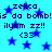 Pixelated blue star background with repeated purple text 'zelica is da bomb! ilysm zz! <33' in a pattern