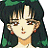 Pixelated anime-style character with dark green hair and red earrings, next to black background with white text reading 'AnimeIM' and 'c0m'
