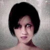 nine shows a woman's face with shifting expressions and text overlays, some displaying 'EVIL EYE' in white capital letters