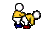 Pixel art animation of two figures in yellow shirts and blue pants performing a bending motion with white circular effects, text "I'm Cumming!" below, and "Houdini" at bottom.