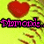 A yellow softball with red stitching and a red heart symbol, overlaid with pink pixelated text reading "Diamonds R girls" and "Let friends!"