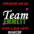 Pixelated graphic with 'Team' in white script above 'Bennett' in green block letters, flanked by red horizontal bars and two purple dots on a black background.