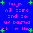 Blue background with pink text reading 'boys will come and go ur bestie will be ther' and green star shapes scattered throughout.