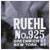 Pixelated static image with white text 'RUEHL No. 925' over a grayscale background of abstract shapes and muted tones.