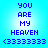 Blue pixelated text on a light blue gradient background, arranged in two identical vertical with heart symbols below