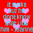 Red background with pink heart shapes and cyan text reading "it sucks guz he dont know thatiluv him - jeannehim - Jeanne" repeated in a pattern