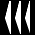 white and blue triangular shapes on a black background, with a gray square in the bottom-right corner