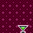 Pixel art chicken with red cap and green martini glass, in various poses including standing, sitting at table, and holding speech bubbles.