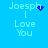 Blue background with light blue text reading "Joesph I Love You" and a small dark blue pixelated heart or dot pattern changing position near the name.