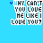 A 5x5 contact sheet of animated frames showing a pixelated text-based animation with the phrase "WHY CAN'T YOU LIKE ME LIKE I LOVE YOU?" on a bright blue background, where individual letters change color across frames to create an animation effect.