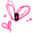 Pixelated pink heart-shaped outline with small hearts and text overlays changing from 'i' to 'love' to 'you<3'