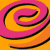six with orange, pink, green, and yellow sections containing swirls, fruit shapes, text, and a heart