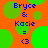 Animated icon with orange background and green circles, displaying blue text 'Bryce & Kacie = <3' in four repeated
