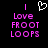 Pixelated text and symbols on black background with pink vertical line, white heart outline, and purple 'Love FROOT LOOPS' text.