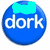 Six blue circular icons with white text "dork" each have a distinct colored bow tie above or below the circle.