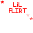 Red pixelated text 'Lil FLIRT' with pink and red stars scattered across a white background, showing animation changes in star positions.