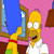 Yellow-skinned cartoon character with large eyes and open mouth, wearing white shirt and red wristband, holding blue object against pink background.