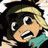 Pixelated anime-style character with blonde hair and teal scarf on left, black background with white text "Anime IM" and signature "cOw" on right.