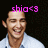 Pixelated image of a smiling person with short hair wearing a light-colored shirt, overlaid with pink text reading 'shia<3' against a dark background.