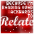 Red background with white text reading "BECAUSE I'M BENDING OVER BACKWARDS TO Relate" in pixelated and cursive fonts, scattered white dots.