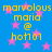 Blue background with pink stars and yellow text reading "marvolous maria @ hot107" repeated twice.