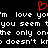 Red pixelated heart symbol above white text on black background with repeated phrases and misspellings.
