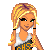 Pixel art cheerleader character with yellow and black outfit, multiple frames showing different poses including close-up headshot and full-body action stance, repeated "cheer!" text in yellow outline font.