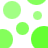 Animated pattern of green circles on white background with partial circle segments shifting positions across frames.