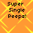 Static image with orange background and yellow diamond pattern displaying "Super Single Peeps!" text in four identical quadrants