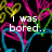 Pixelated text overlays a black background with overlapping neon-colored heart outlines in pink, yellow, green, and blue.