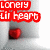 A red heart icon in a gray recessed frame with changing text above it, showing animation of text and position shifts.