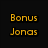 Pixelated image with yellow text 'Bonus Jonas' on black background and a person in outdoor setting.