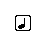Four pixelated frames of a black musical note icon in white square borders on gray background, showing slight rotation and position changes across the animation sequence.
