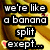 A pixelated image with a banana background and text in four quadrants, each containing distinct phrases.