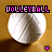 Pixelated volleyball icon with pink 'VOLLEYBALL' text above and a small pink heart below on brown background.