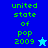 Pixelated green text 'united state of pop 2009' on blue backgrounds with a star icon changing color between light blue and dark blue.