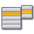 Two overlapping rectangular panels with gray borders and horizontal stripes, one larger panel containing a yellow-orange gradient bar on the left side of its middle section.