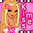 A 5x4 contact sheet of a pixel-art animated icon featuring a blonde cartoon girl with pink flower in hair, winking and kissing motion on pink background with 'Kisses' text.