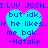 Pixelated cyan heart on bright pink background with blue text reading 'I LUV JOSH. I LUV JOSH. but idk, if he likes..if he likes.. me bak... -Natalie' repeated four times.