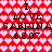 Red and pink heart-patterned background with repeated text "I LOVE SABRINA 6.8.07" in black pixelated font across two identical horizontal sections.