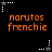 Black background with orange text 'narutos frencjie' repeated in two , surrounded by white and gray star-shaped cursor icons with dotted lines