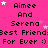 Pink background with repeated text "Aimee And Serena Best Friend For Ever :)" and white/pink stars, no visible animation changes.