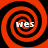 Four identical spiral patterns arranged in a , each containing the text 'wes' in white pixelated font against a red and black spiral background