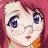 Anime-style character with pink hair and purple eyes on left, black background with white text on right.