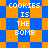 Blue and orange pixelated background with repeated text "COOKIES IS THE BOMB" in white block letters across four quadrants.