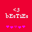 Red background with white text 'bEsTiEs' and '<3' above, pink asterisks below; animation changes pink asterisk positions.