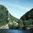 Pixelated landscape image with teal text overlays reading "what will happen in pocono mts" and "will stay in pocono mts 8.19.07" on a white background.