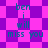 Pixelated text 'ben i will miss you' on a purple and pink checkered background with diamond-shaped patterns.